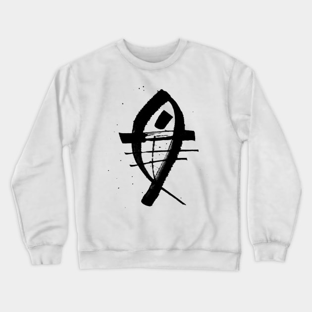 Black fish Crewneck Sweatshirt by burbuja